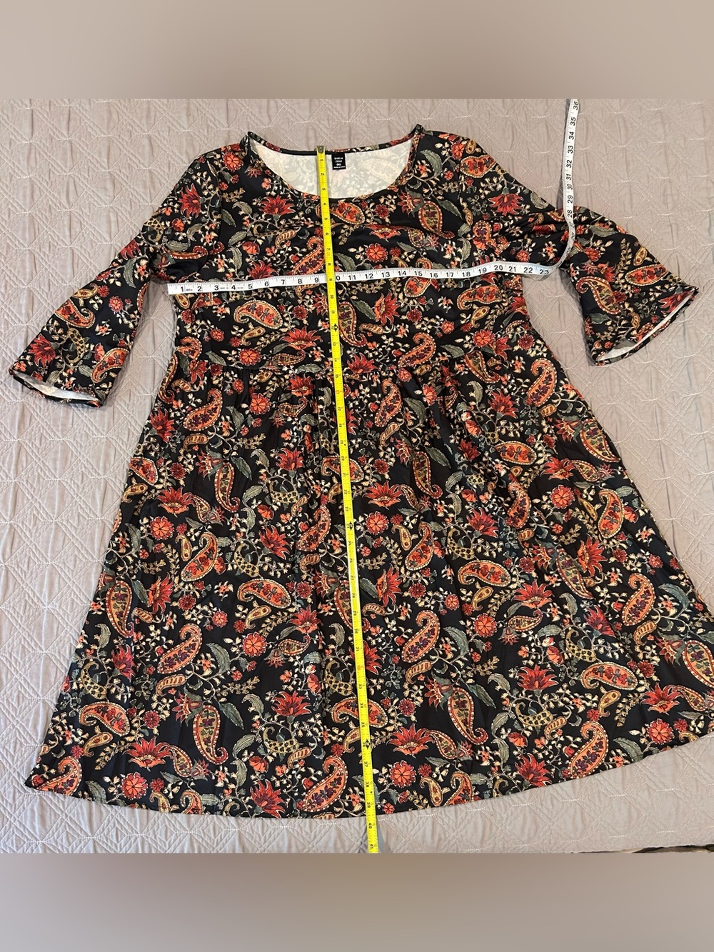 SHEIN Black Floral Paisley Womens baby doll style Dress
